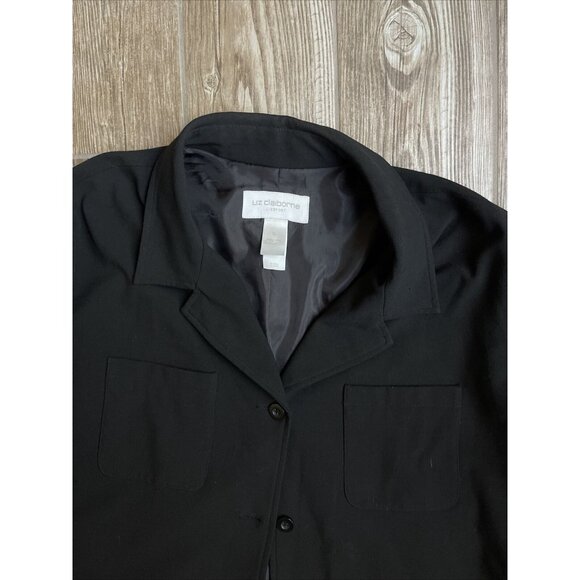 2/$18‎ SALE! Liz Claiborne Jacket Womens XL Black Outerwear Lightweight Button - Picture 7 of 9